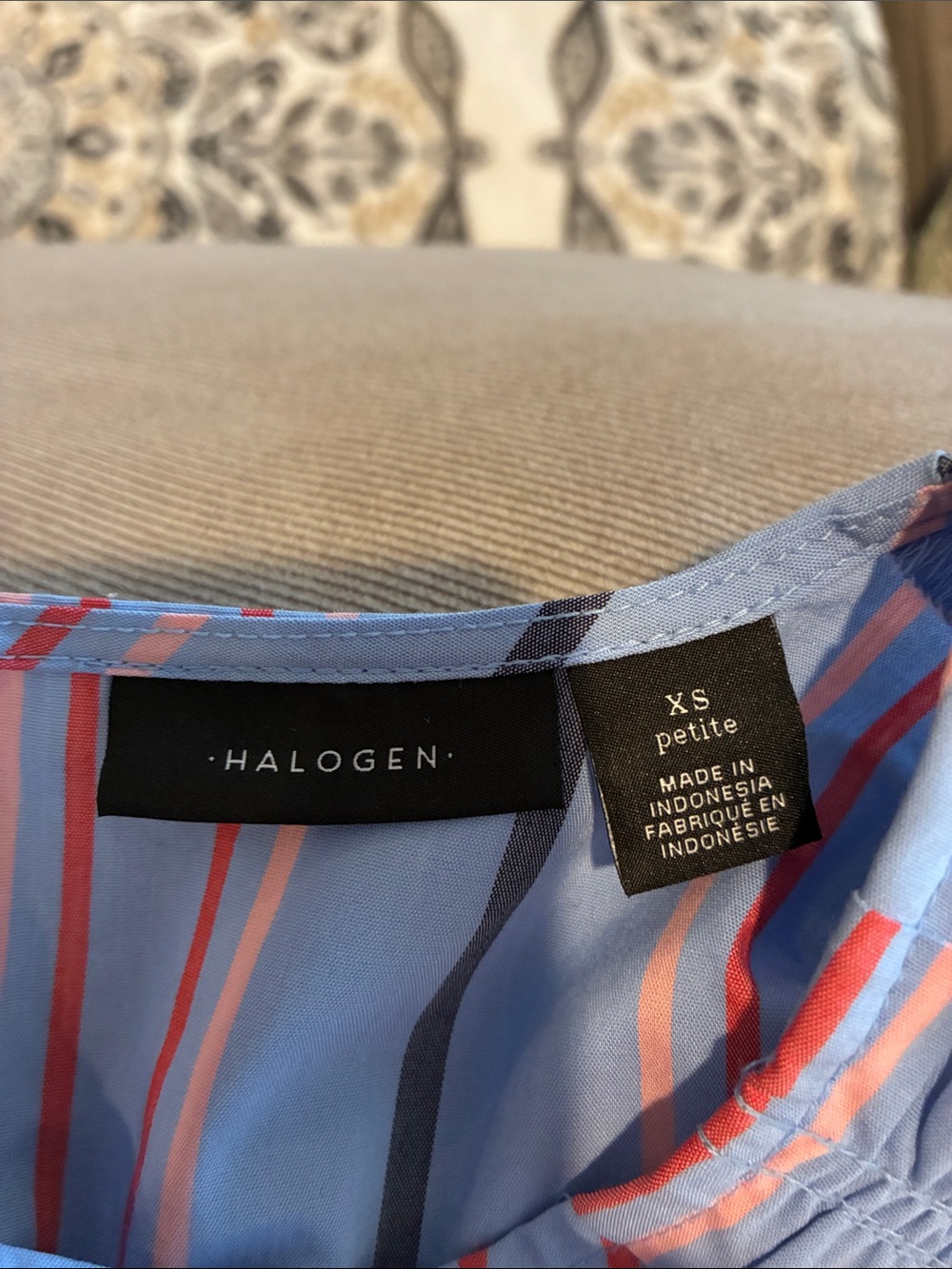 Halogen Light Blue Striped Ruffle Blouse - Picture 2 of 4